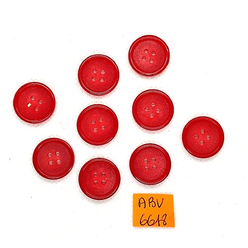 9 boutons en résine rouge - 17mm - abv6618