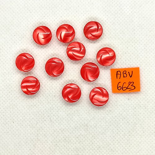 11 boutons en résine rouge et rose dessous - 11mm - abv6623