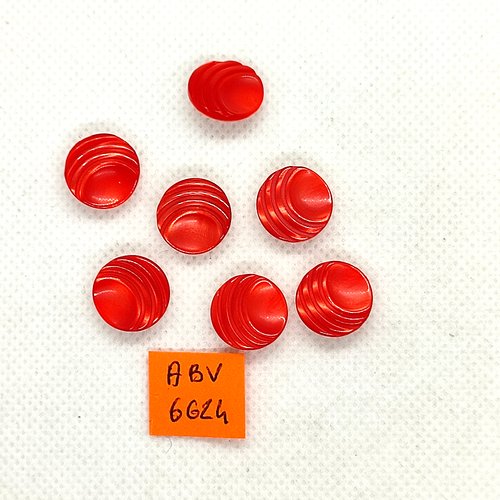 7 boutons en résine rouge et rose dessous - 14mm - abv6624