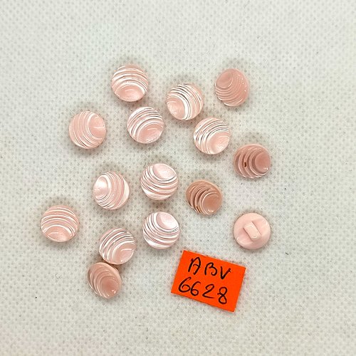 15 boutons en résine rose - 10mm - abv6628
