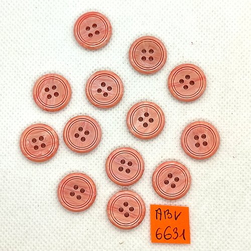 13 boutons en résine rose - 15mm - abv6631