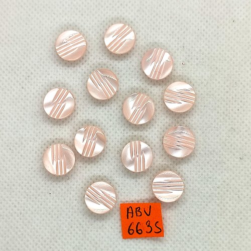 13 boutons en résine rose - 11mm - abv6635