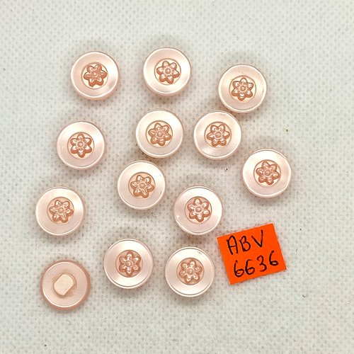 13 boutons en résine rose - 13mm - abv6636