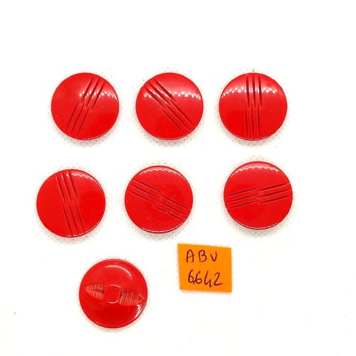 7 boutons en résine rouge - 22mm - abv6642