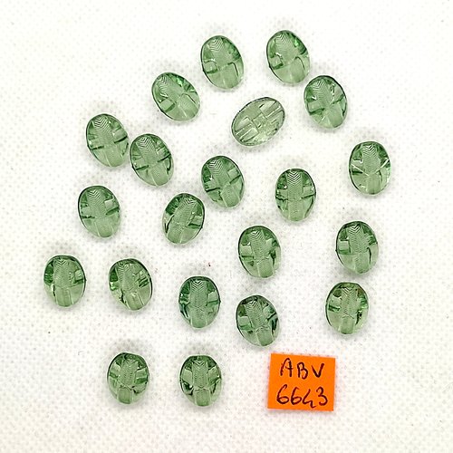 21 boutons en résine vert transparent - 9x13mm - abv6643