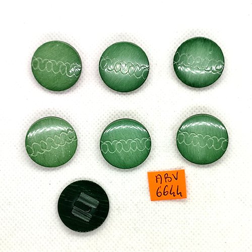 7 boutons en résine vert - 22mm - abv6644