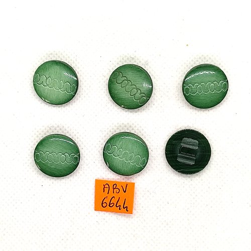 6 boutons en résine vert - 18mm - abv6644