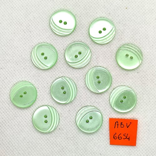 11 boutons en résine vert clair - 18mm - abv6654