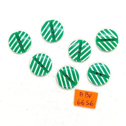 7 boutons en résine vert et blanc - 18mm - abv6656