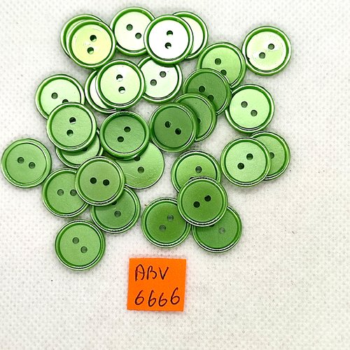 30 boutons en résine vert - 14mm - abv6666