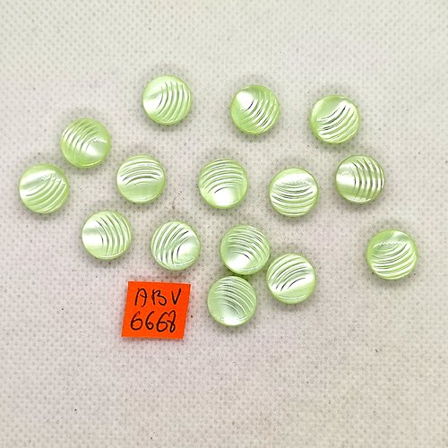 15 boutons en résine vert d'eau - 11mm - abv6668
