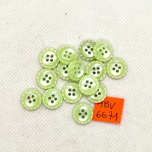 15 boutons en résine vert d'eau - 11mm - abv6671