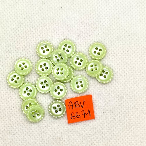 19 boutons en résine vert d'eau - 10mm - abv6671