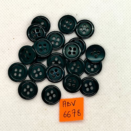 21 boutons en résine vert foncé - 14mm - abv6678