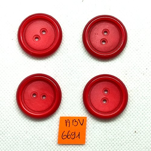 4 boutons en résine rouge - 27mm - abv6691