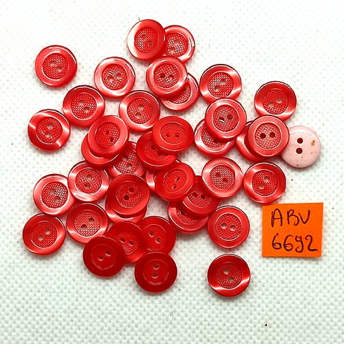 39 boutons en résine rouge et rose dessous - 11mm - abv6692