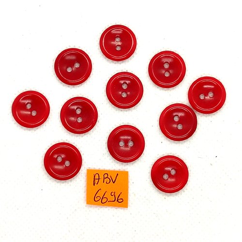 11 boutons en résine rouge - 15mm - abv6696