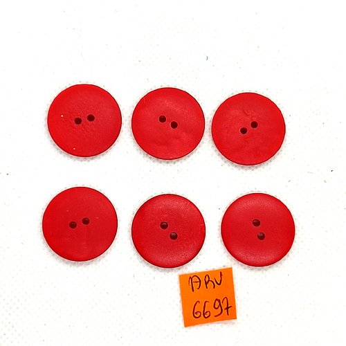 6 boutons en résine rouge - 22mm - abv6697