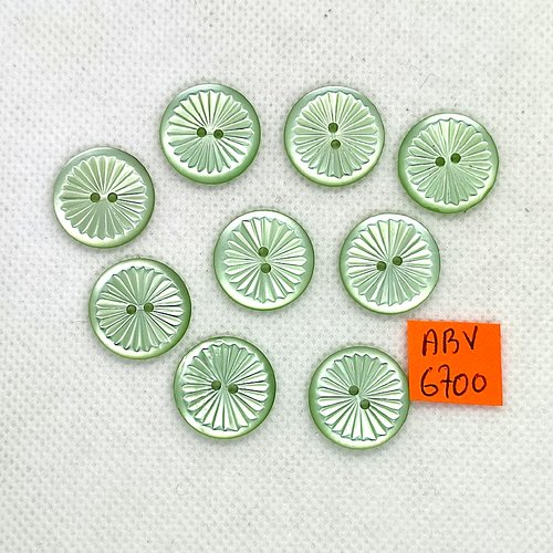 9 boutons en résine vert clair - 18mm - abv6700