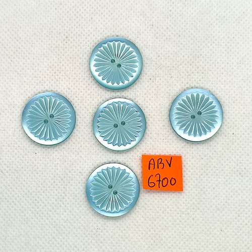 5 boutons en résine bleu - 21mm - abv6700