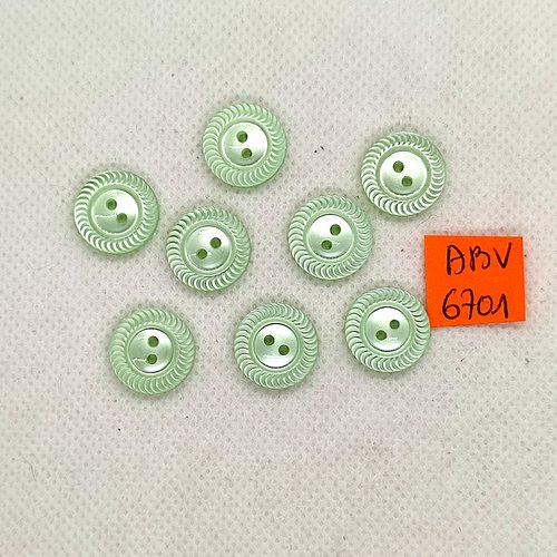 8 boutons en résine vert clair - 19mm - abv6701