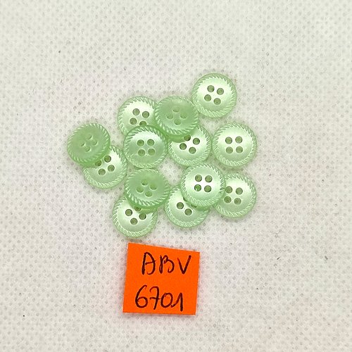 13 boutons en résine vert clair - 11mm - abv6701