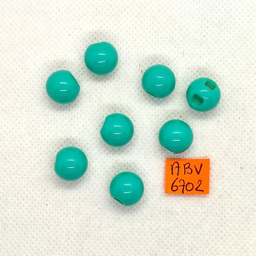 8 boutons boule en résine bleu/vert - 12mm - abv6702