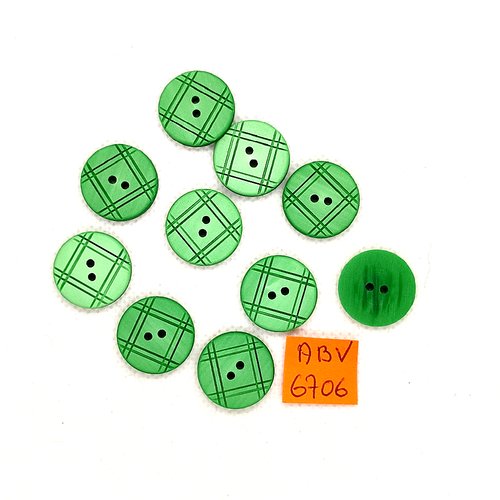 10 boutons en résine vert - 18mm - abv6706