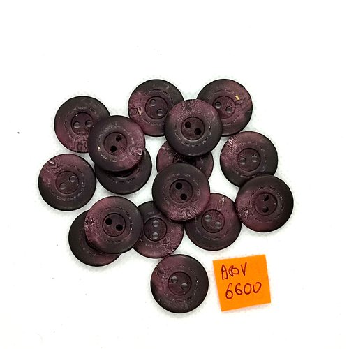 16 boutons en résine violet foncé - 17mm - abv6600
