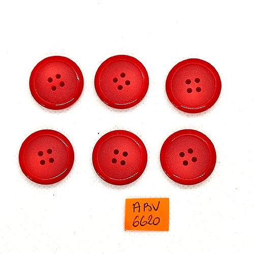 6 boutons en résine rouge - 22mm - abv6620