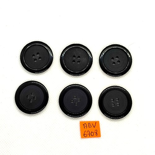 6 boutons en résine noir et gris - 27mm - abv6708