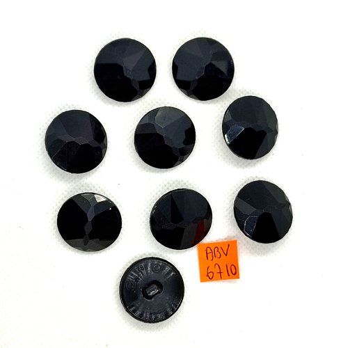 9 boutons en résine noir - 23mm - abv6710