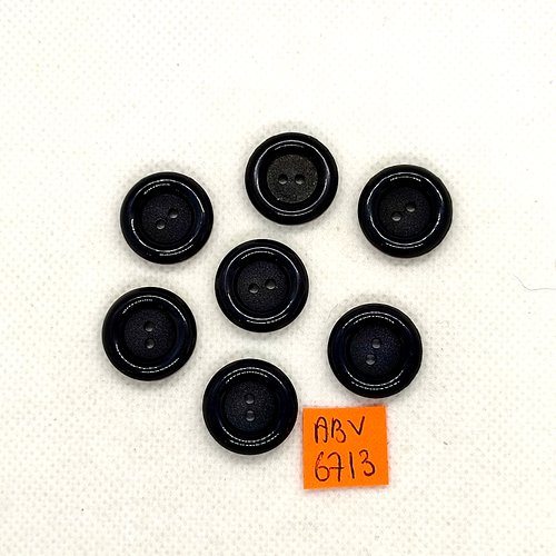 7 boutons en résine noir - 18mm - abv6713