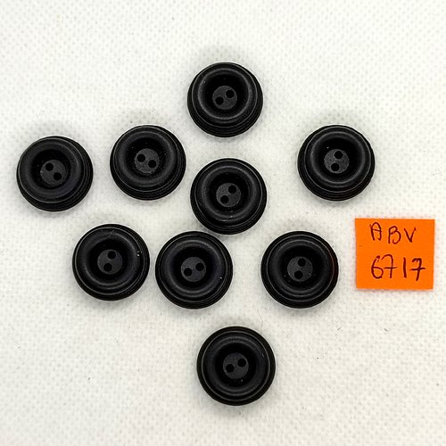9 boutons en résine noir - 18mm - abv6717