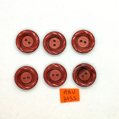 6 boutons en résine marron - 22mm - abv7135