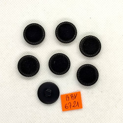 7 boutons en résine noir - 17mm - abv6721