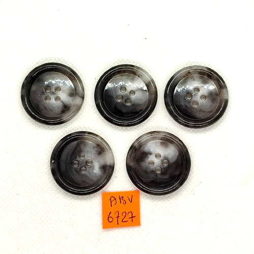 5 boutons en résine gris - 28mm - abv6727