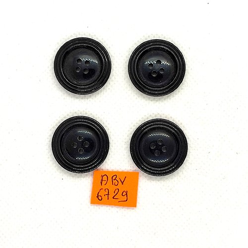 4 boutons en résine noir - 22mm - abv6729