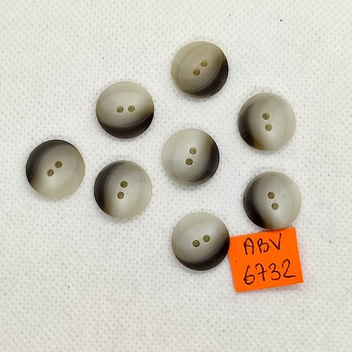 8 boutons en résine beige et gris - 15mm - abv6732