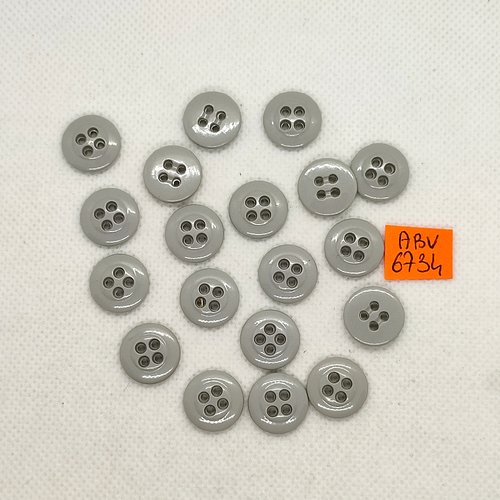 19 boutons en résine gris - 14mm - abv6734
