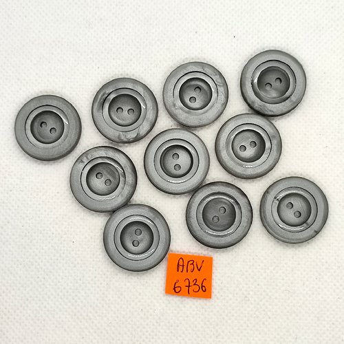 11 boutons en résine gris - 22mm - abv6736
