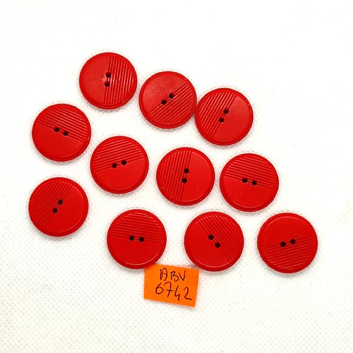 11 boutons en résine rouge - 22mm - abv6742