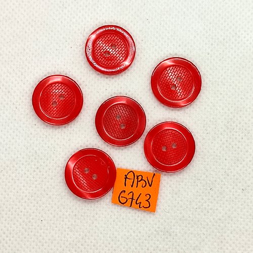 6 boutons en résine rouge et rose dessous - 17mm - abv6743