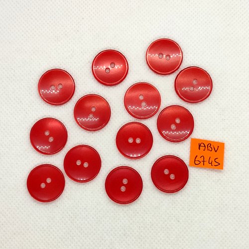 13 boutons en résine rouge - 18mm - abv6745