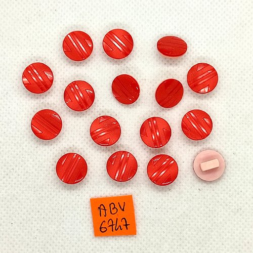 16 boutons en résine rouge clair et rose dessous - 11mm - abv6747