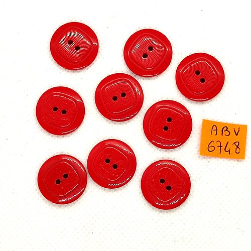 9 boutons en résine rouge - 18mm - abv6748
