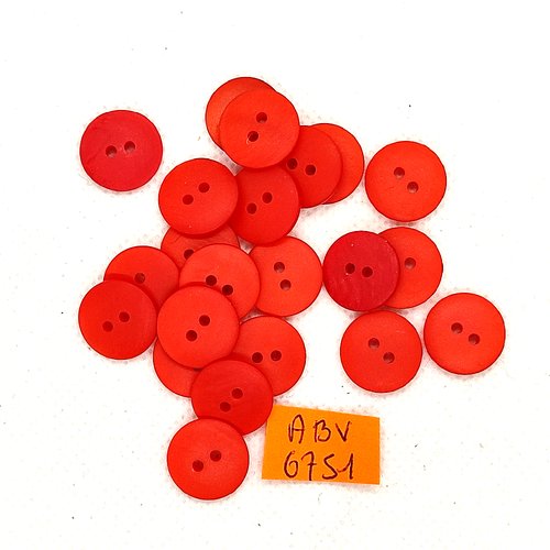 22 boutons en résine rouge - 14mm - abv6751