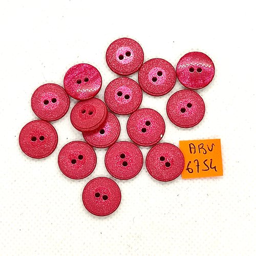 15 boutons en résine rouge foncé - 14mm - abv6754