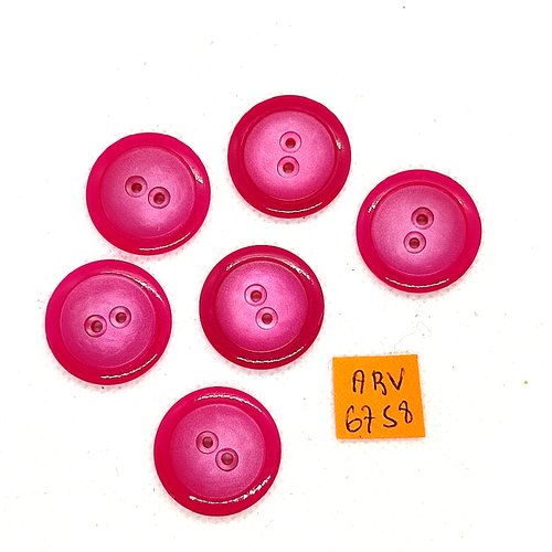 6 boutons en résine fuchsia - 23mm - abv6758