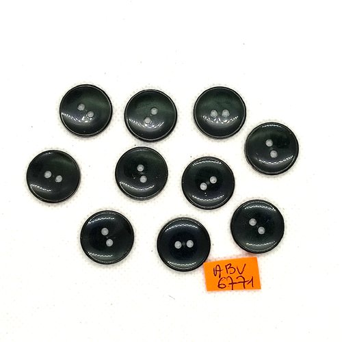 10 boutons en résine noir - 18mm - abv6771